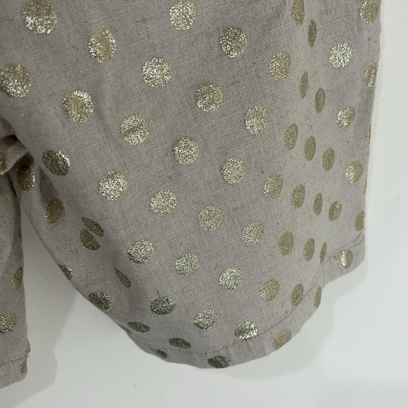 ANTHROPOLOGIE Gold Foil Polka Dot Linen Blend Bermuda Shorts Size 25 - Picture 14 of 16